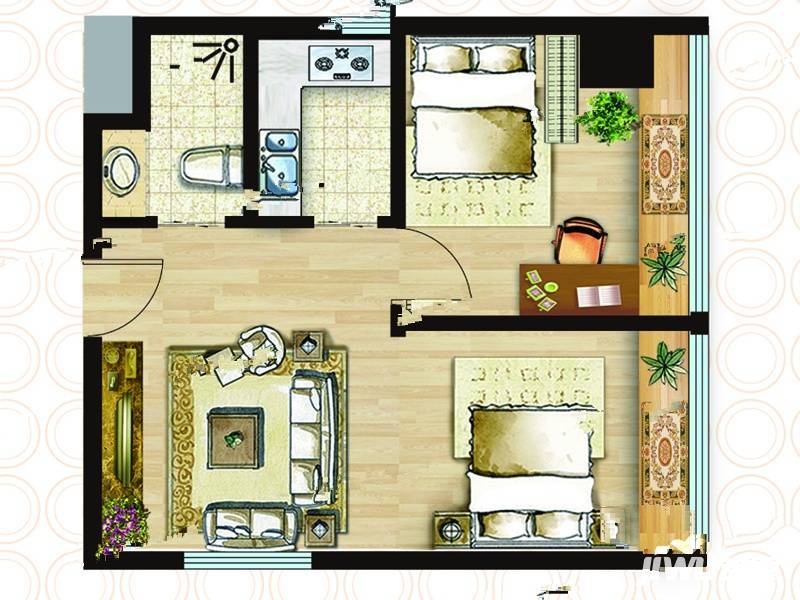 中百城市广场2室1厅1卫67.6㎡户型图