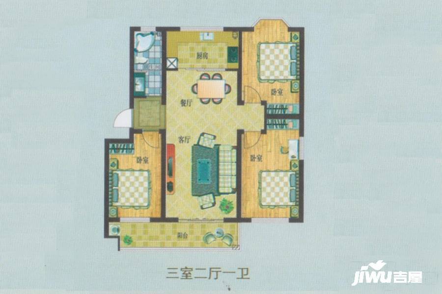 平章府3室2厅1卫136㎡户型图