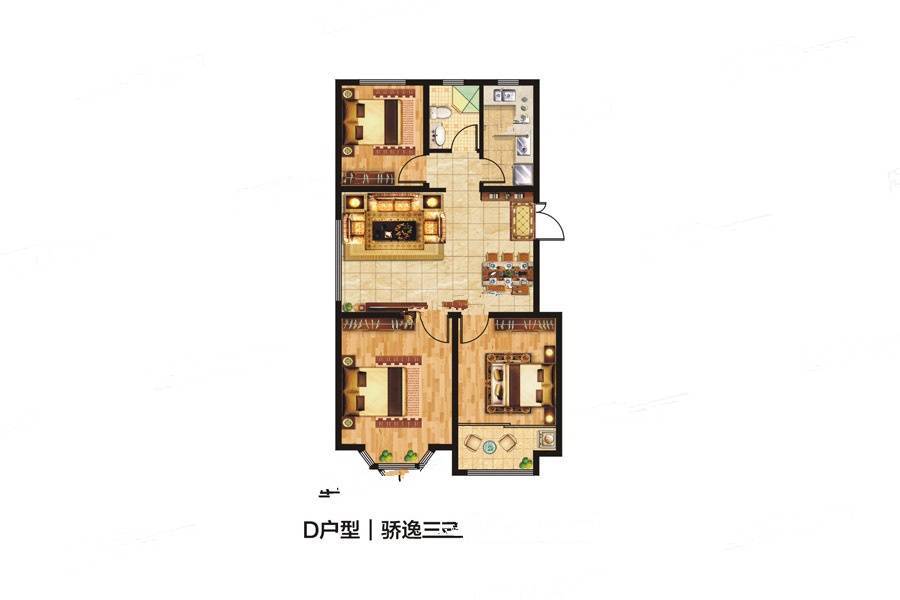 紫金园天骄御园3室2厅1卫96㎡户型图