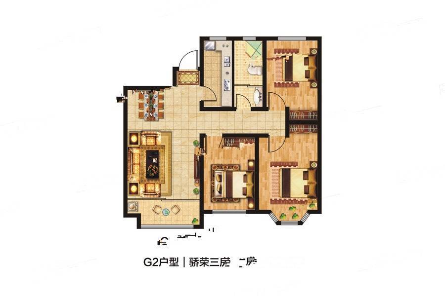 紫金园天骄御园3室2厅1卫116㎡户型图