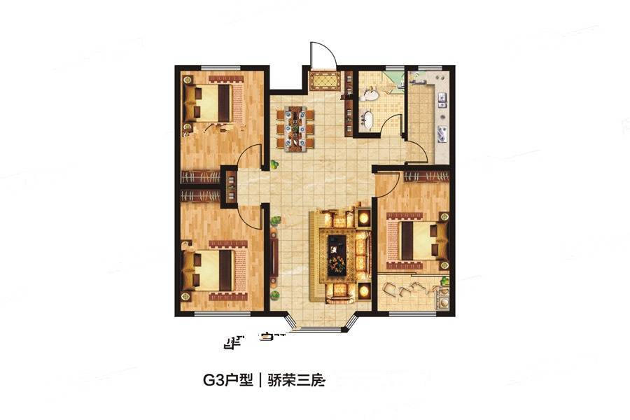 紫金园天骄御园3室2厅1卫119㎡户型图