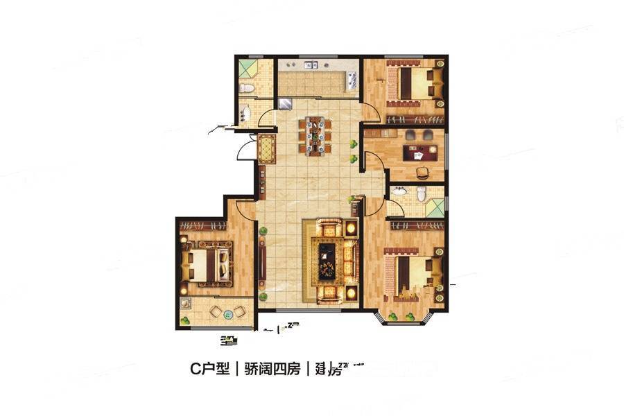 紫金园天骄御园4室2厅2卫135㎡户型图