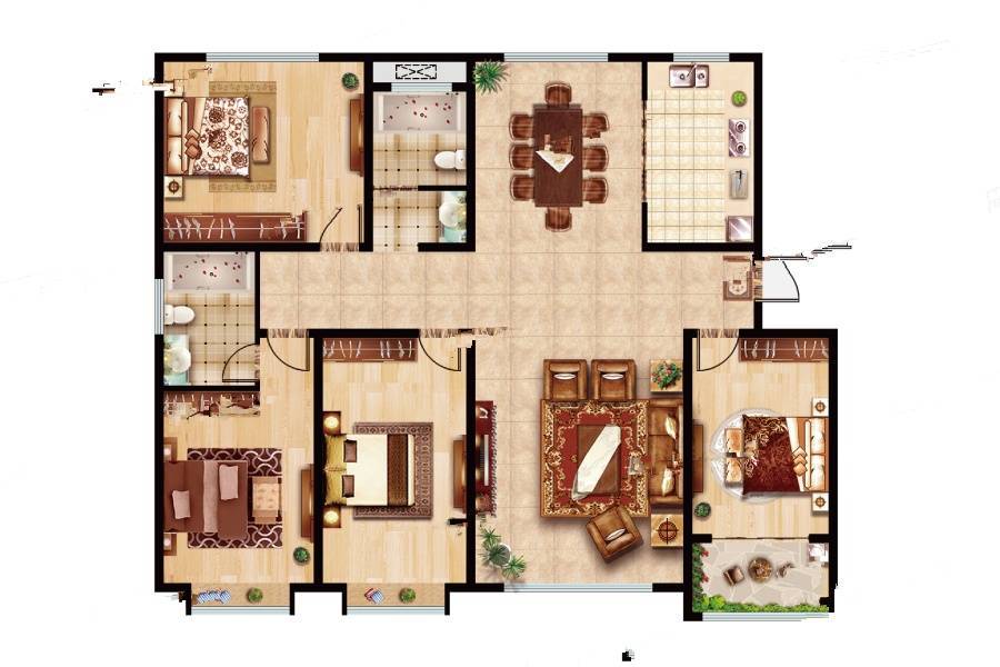 翰庭家园4室2厅2卫166.7㎡户型图