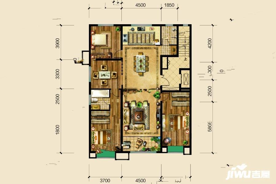 城投奥文公馆4室2厅2卫174㎡户型图