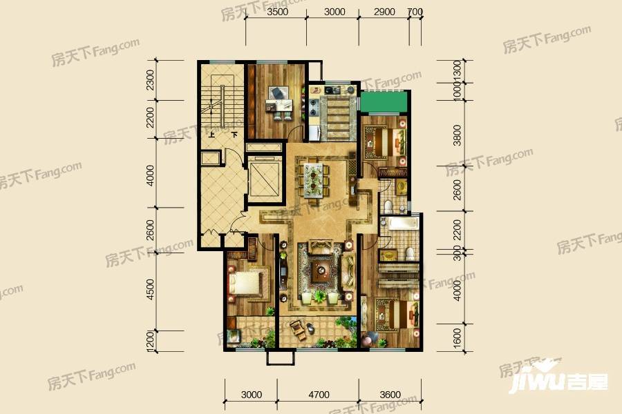 城投奥文公馆4室2厅2卫186㎡户型图