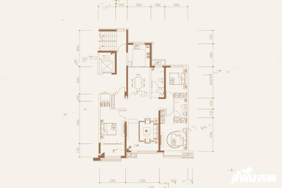 东金1号蓝郡3室2厅2卫151㎡户型图