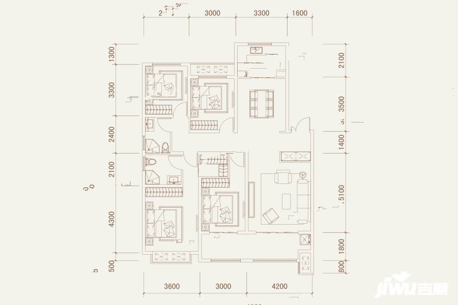 东金1号蓝郡4室2厅2卫159㎡户型图