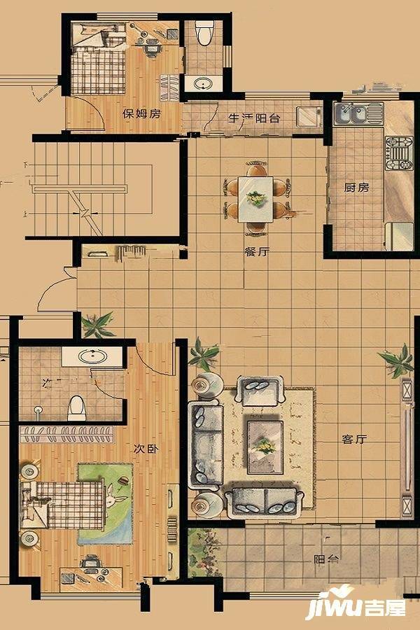 华建1街区写字楼5室2厅3卫220㎡户型图