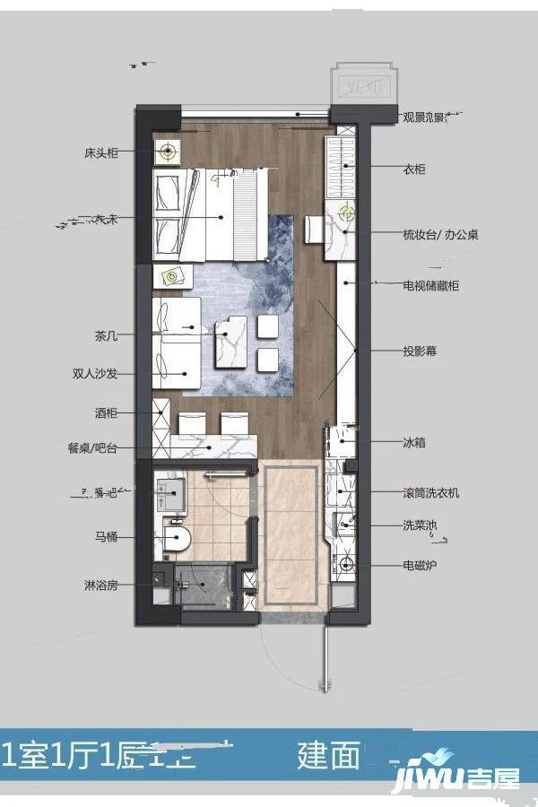 聊城京都欣城1室1厅1卫36㎡户型图