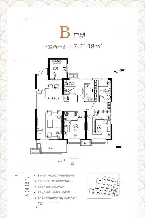 鲁商蓝岸公馆3室2厅2卫118㎡户型图