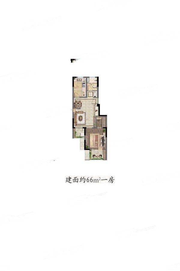上海院子1室2厅1卫66㎡户型图