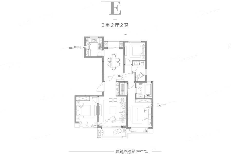 大华碧云天3室2厅2卫133㎡户型图