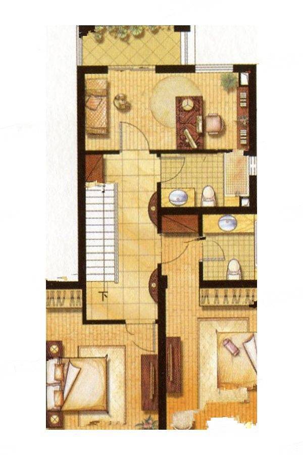 金领国际别墅2室3厅3卫199.9㎡户型图