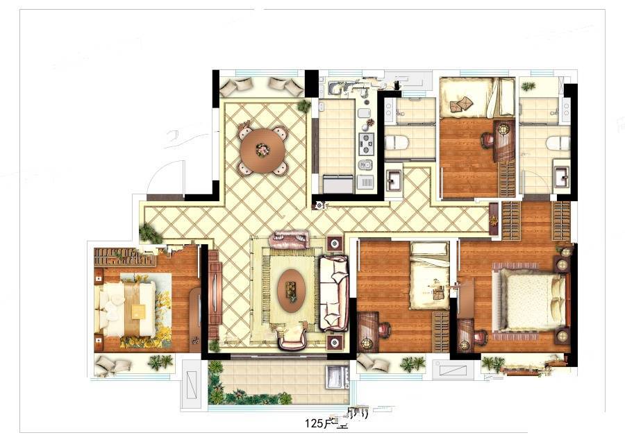 碧桂园凤凰城4室2厅2卫133㎡户型图