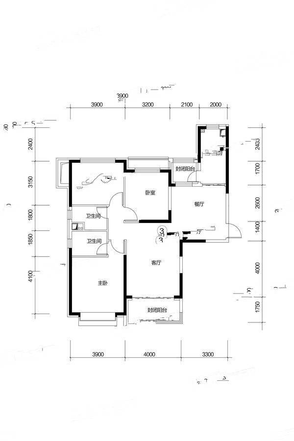 恒大城3室2厅2卫140㎡户型图