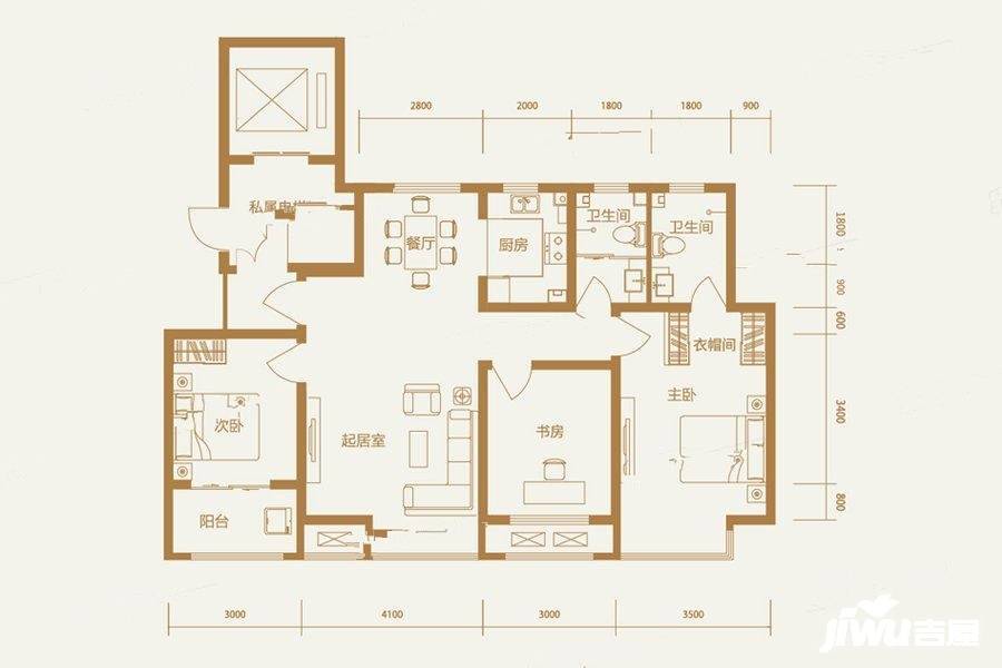 泰昌悦湖庄园3室2厅2卫125㎡户型图