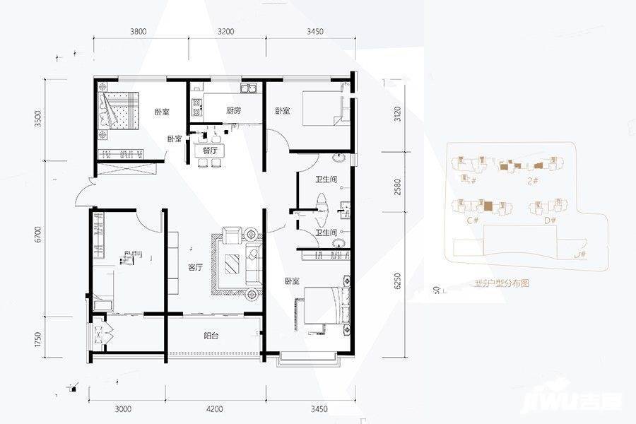 时代广场4室2厅2卫166㎡户型图