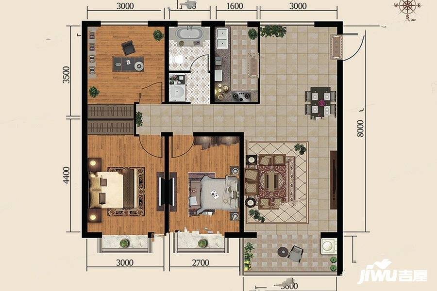 紫金广场3室2厅1卫112.4㎡户型图