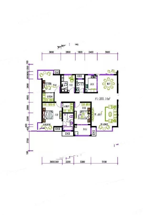 鼎鑫华府4室2厅2卫203.1㎡户型图