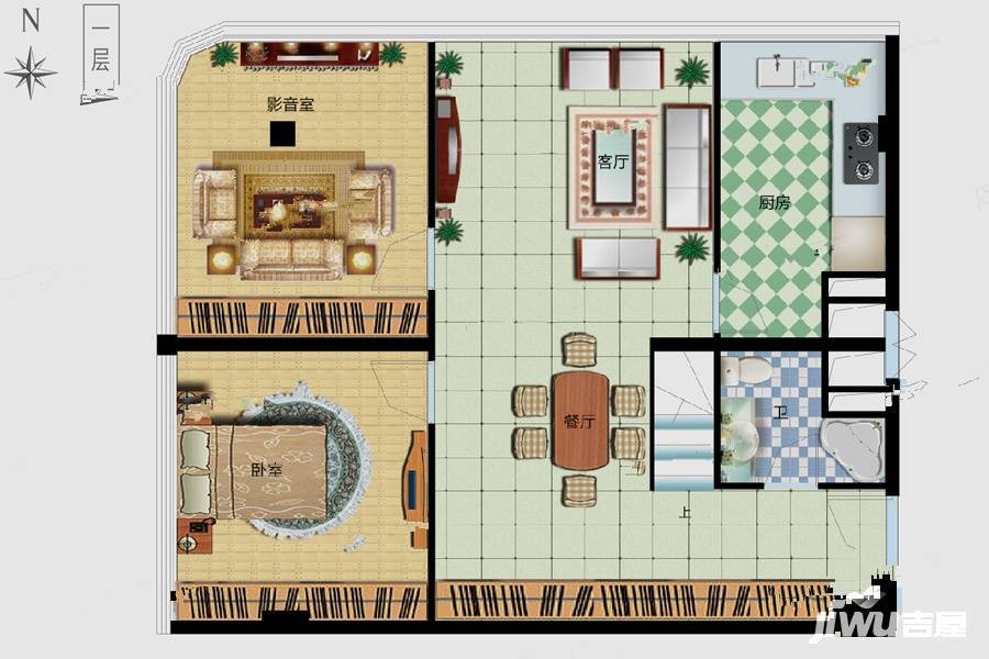 恒风嘉恒公寓5室2厅3卫120㎡户型图