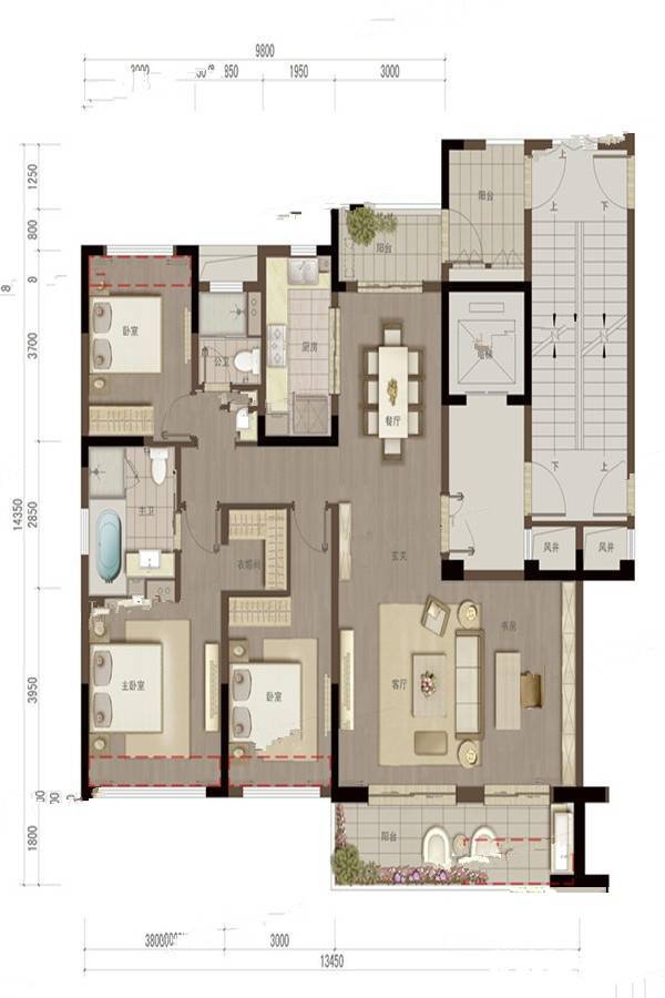 招商雍华府4室2厅2卫150㎡户型图