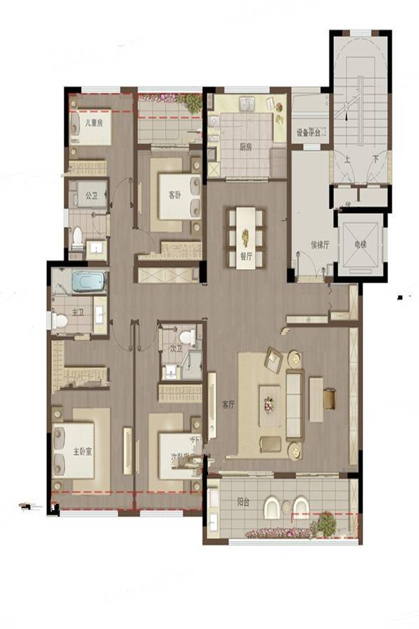 招商雍华府4室2厅3卫180㎡户型图