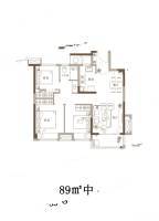新浦西孔雀城云樾东方3室2厅1卫89㎡户型图