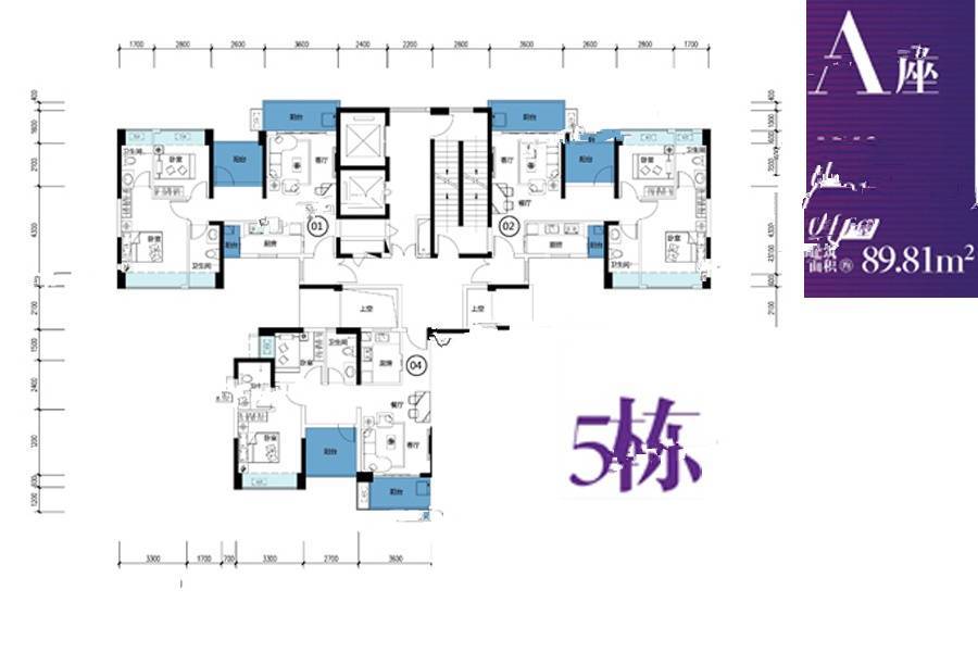 锦荟PARK2室2厅2卫89㎡户型图