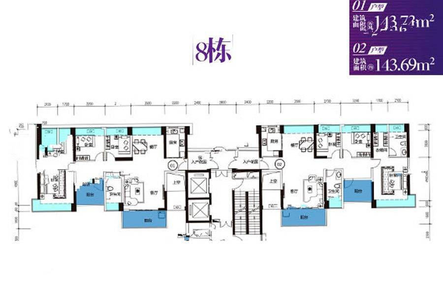 锦荟PARK3室2厅2卫143㎡户型图