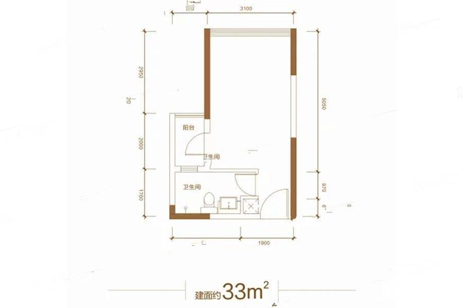 嘉洲商务中心商业-平层33㎡户型图