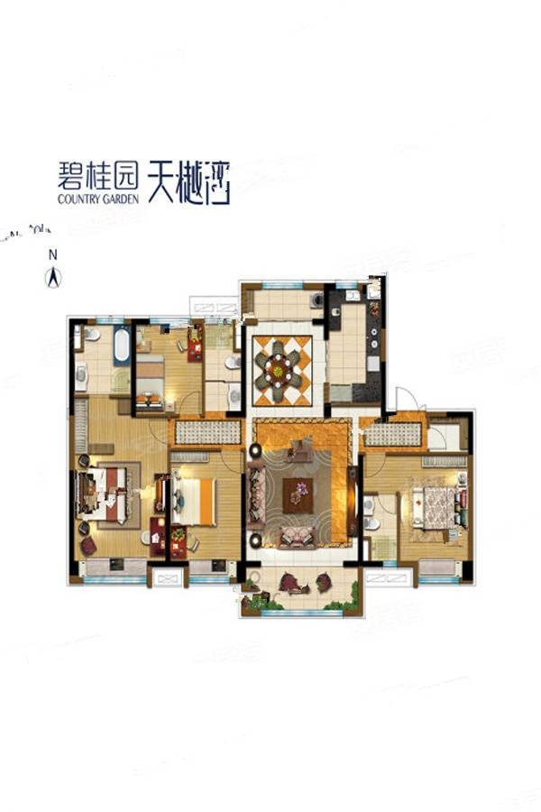 碧桂园天樾湾3室2厅2卫122㎡户型图