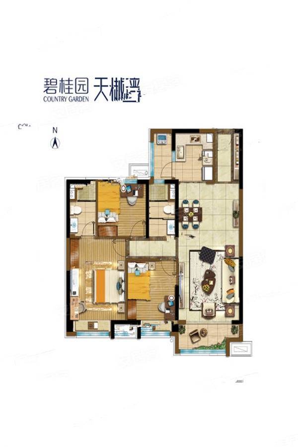 碧桂园天樾湾4室2厅3卫208㎡户型图