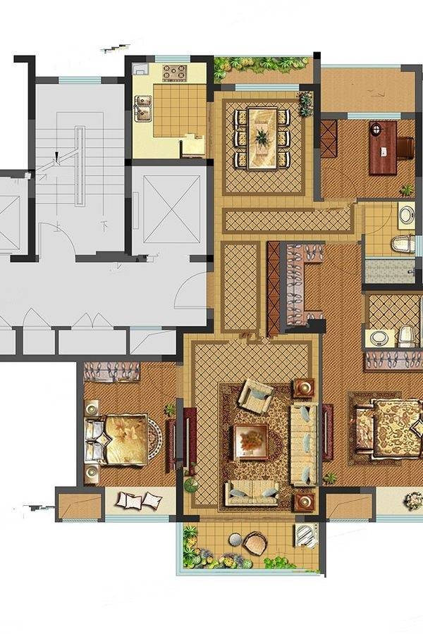 海伦堡双樾府3室2厅2卫124㎡户型图