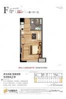 九州新时代1室1厅1卫58㎡户型图