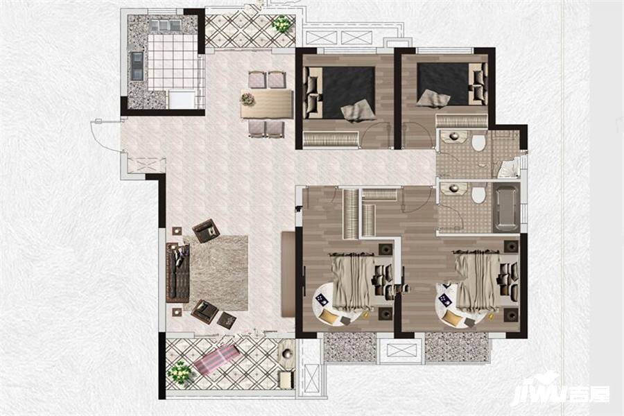 保利八里翡翠4室2厅2卫130㎡户型图