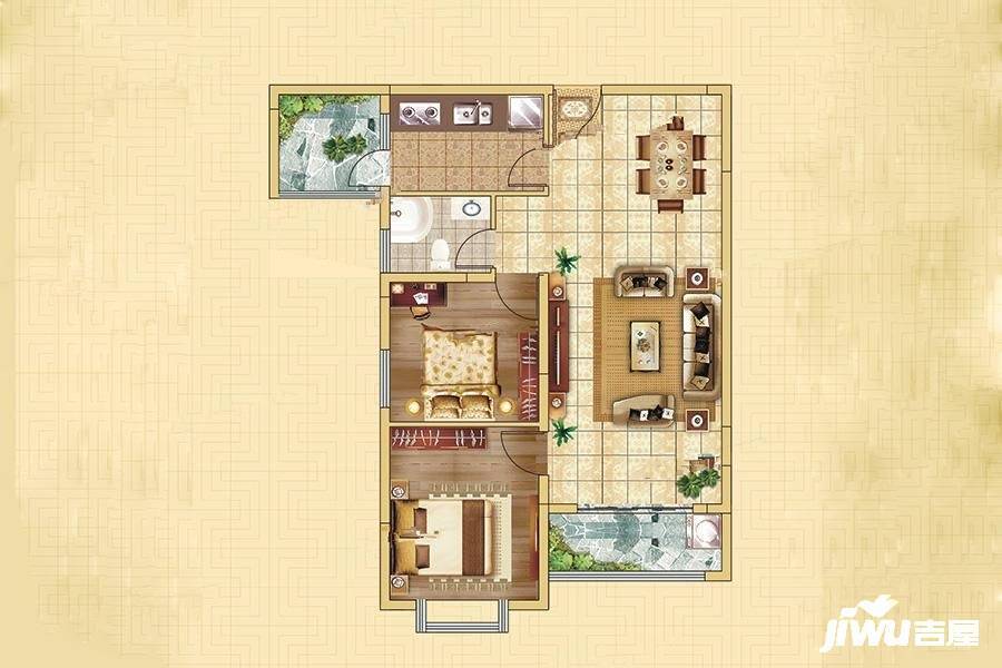 息县大和文锦社区2室2厅1卫101.5㎡户型图