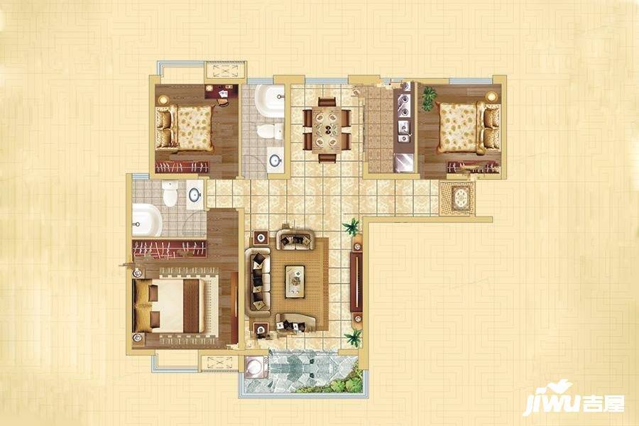 息县大和文锦社区3室2厅2卫120㎡户型图