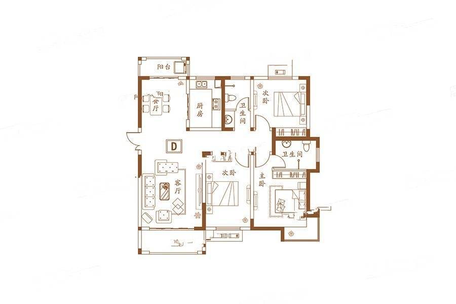 龙泽佳园3室2厅2卫138㎡户型图