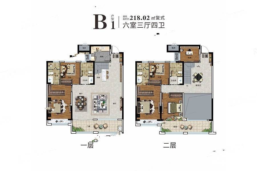 伍號公馆6室3厅4卫218㎡户型图