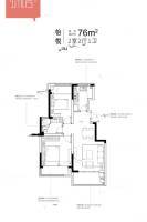苏悦湾2室2厅1卫76㎡户型图