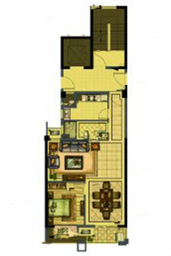 青蓝公寓2室2厅1卫70㎡户型图