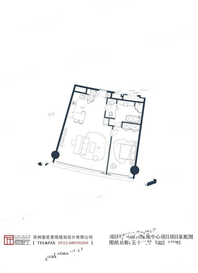 绿地云景生活广场1室1厅2卫135㎡户型图