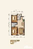 龙域名居2室2厅1卫105㎡户型图