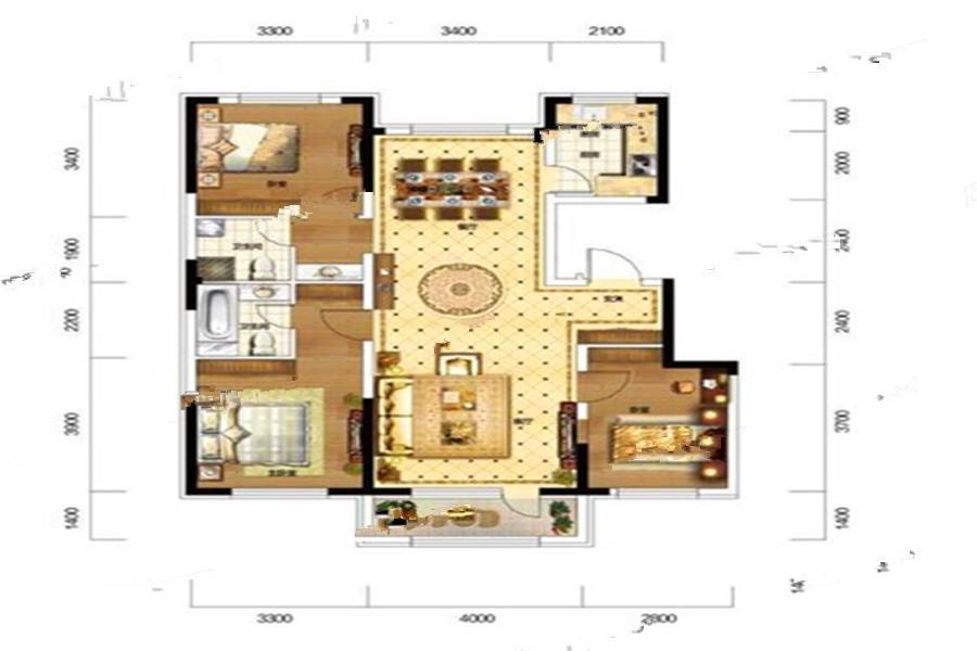 筑石松花江新城3室2厅2卫125㎡户型图