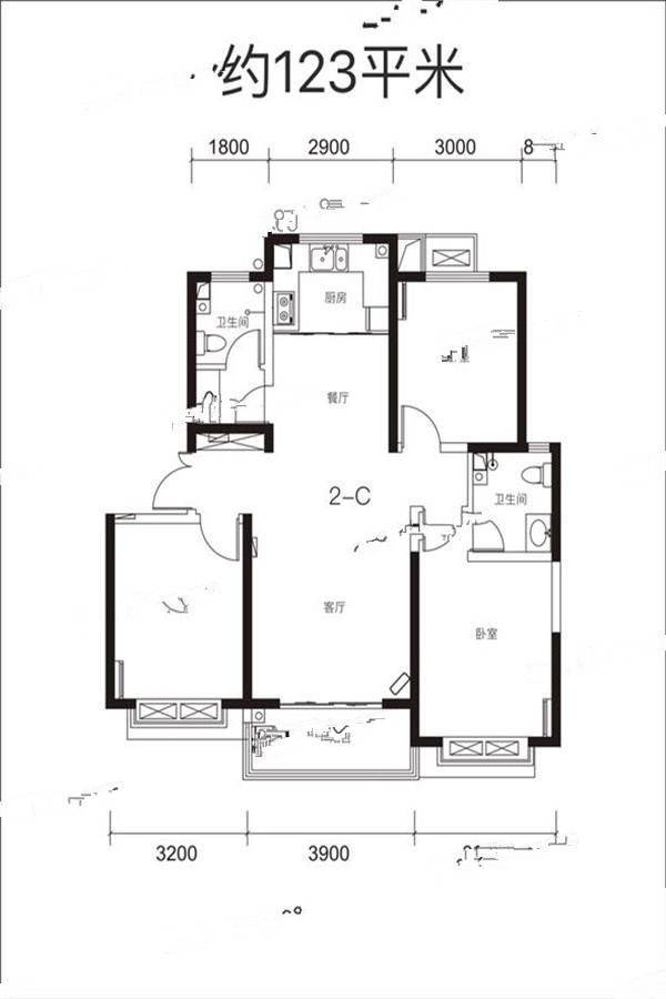 同德晨曦园3室2厅2卫123㎡户型图