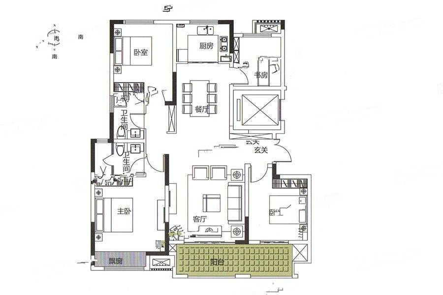 建业公园里4室2厅2卫144.5㎡户型图