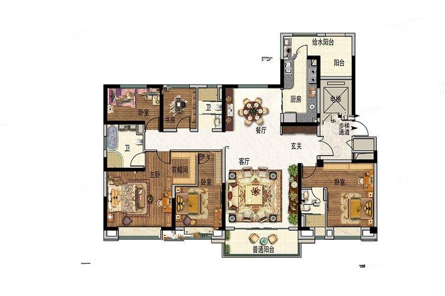 碧桂园天悦府5室2厅2卫190㎡户型图