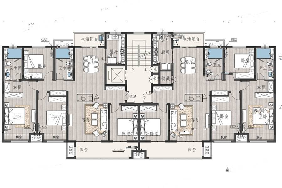 睢县建业公园里4室2厅2卫165㎡户型图