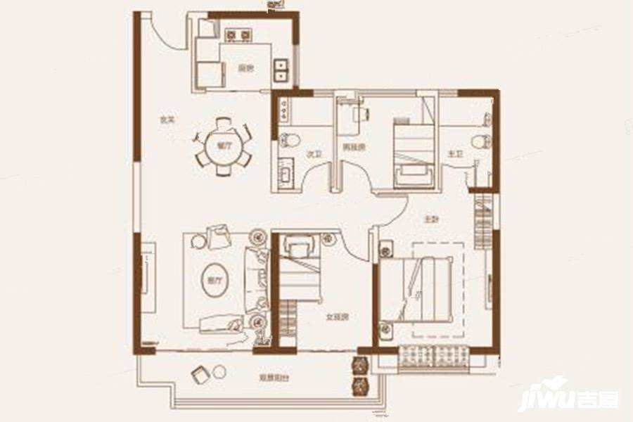 碧桂园木兰郡3室2厅2卫121㎡户型图