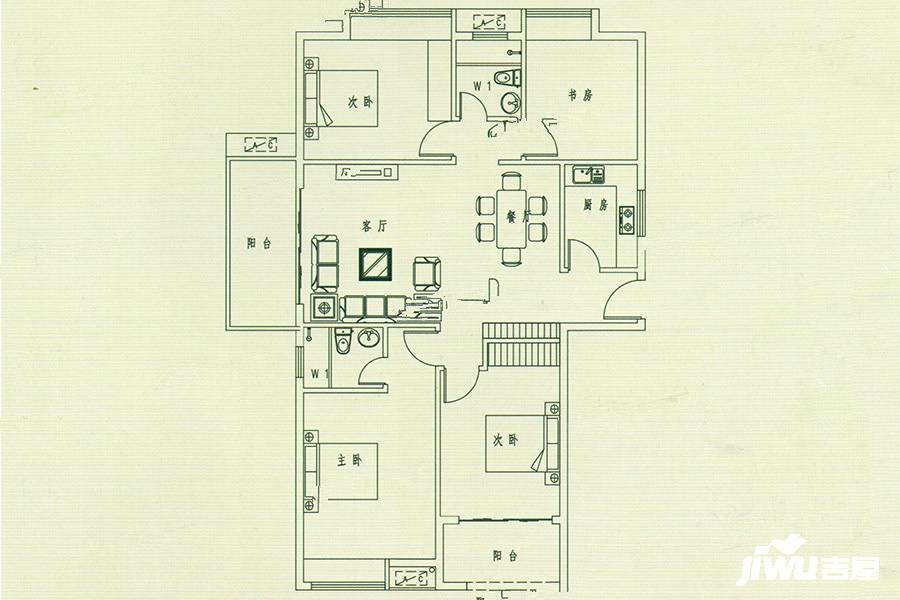 绿地诚园4室2厅2卫141㎡户型图